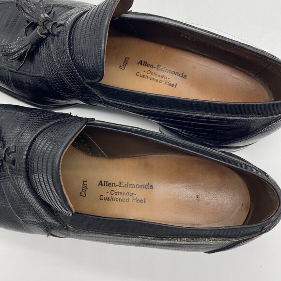 VTG Allen Edmonds Capri Genuine Lizard Tassel Loafers 10.5 C Black Ostendo 2601 main image 6